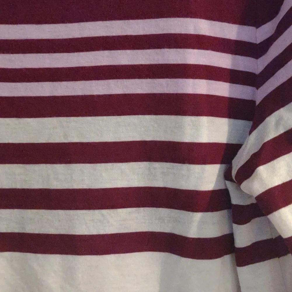 J‎ Crew women's medium maroon pink white stripe long sleeve T-shirt